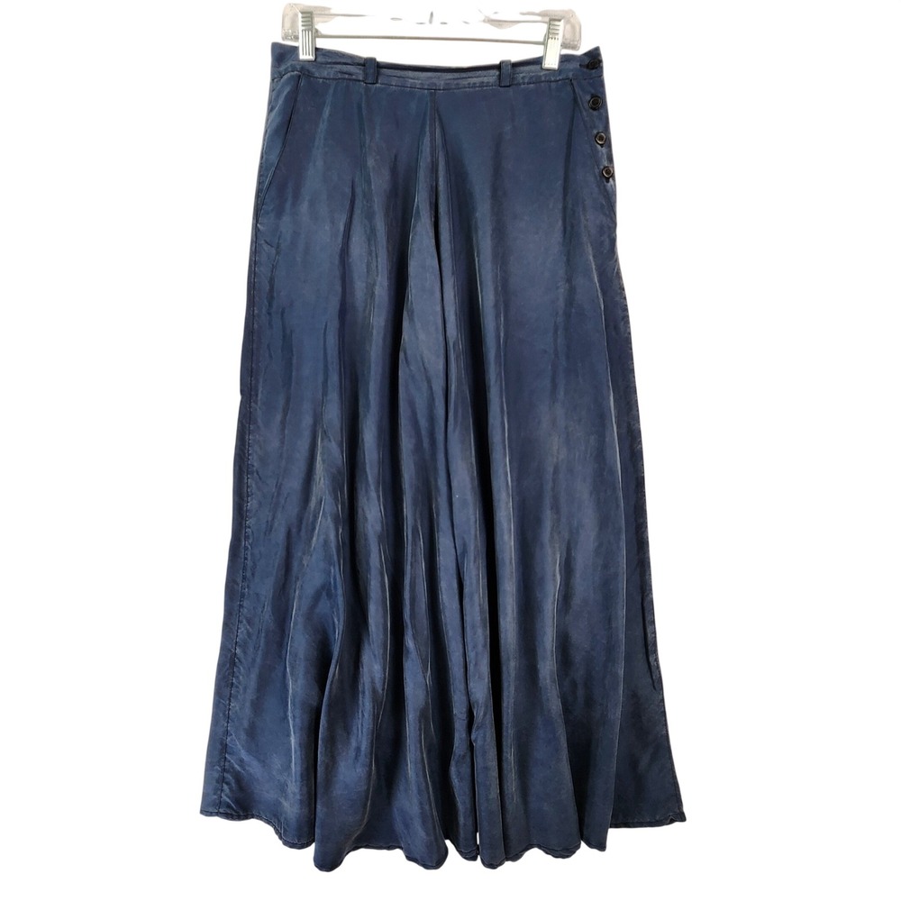 Avon Fashions 15/16 Blue Silk Maxi Skirt Vintage High Waist Cottagecore Flowy